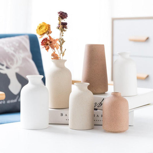 Simple Retro Frosted Ceramic Vase Creative Home Decoration - Pacisia