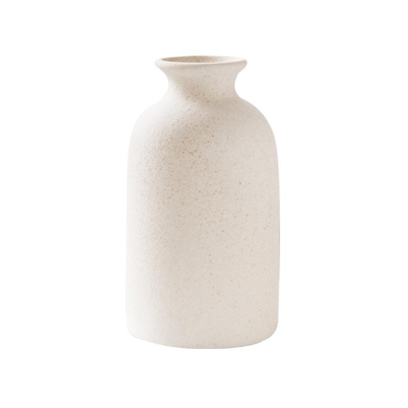 Simple Retro Frosted Ceramic Vase Stoneware Round Bottle Crafts - Pacisia