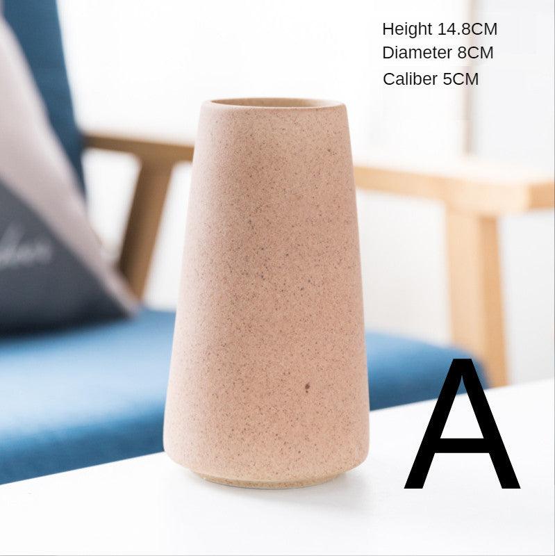 Simple Retro Frosted Ceramic Vase Stoneware Round Bottle Crafts - Pacisia