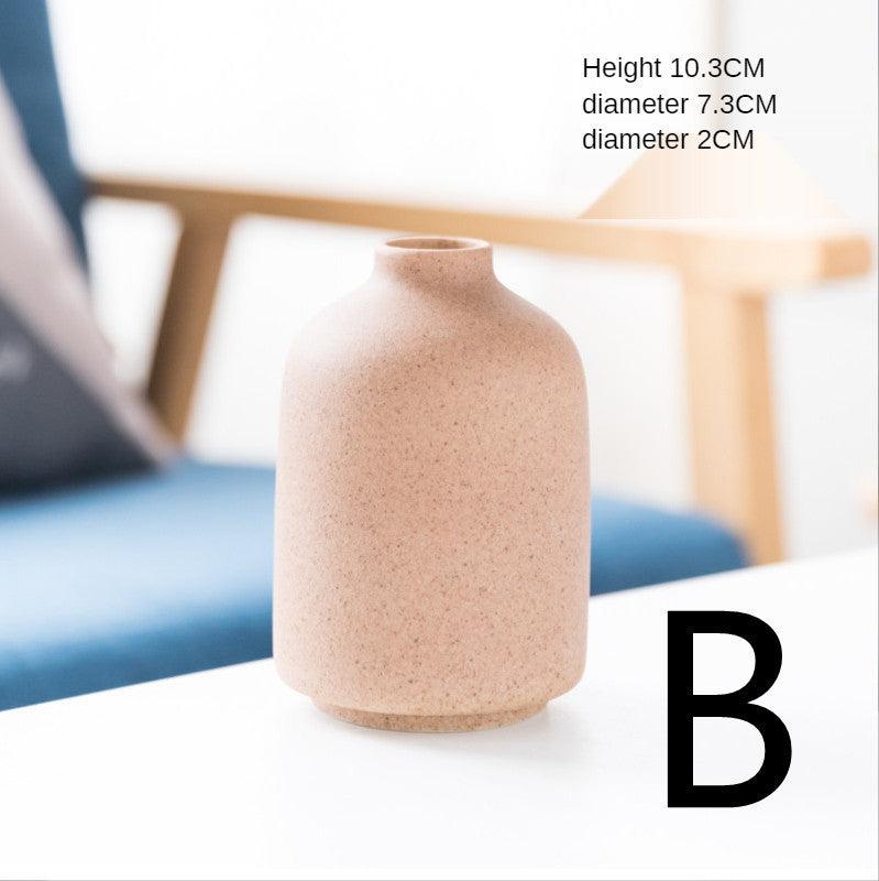 Simple Retro Frosted Ceramic Vase Stoneware Round Bottle Crafts - Pacisia