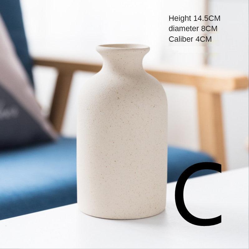 Simple Retro Frosted Ceramic Vase Stoneware Round Bottle Crafts - Pacisia