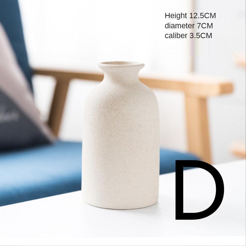 Simple Retro Frosted Ceramic Vase Stoneware Round Bottle Crafts - Pacisia