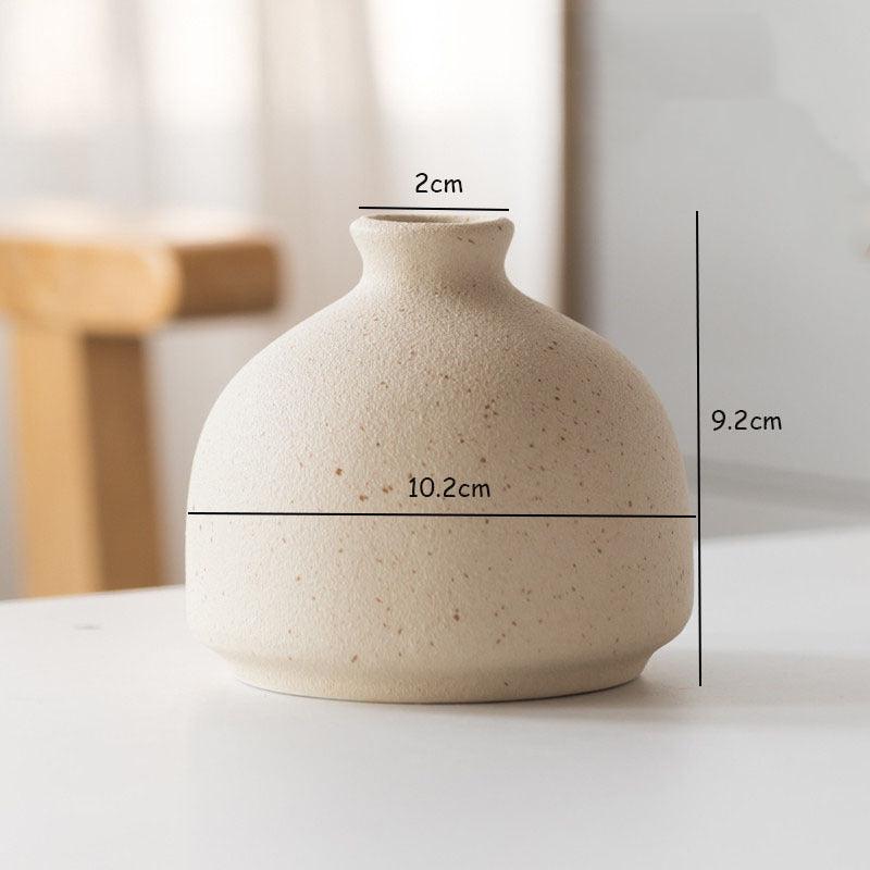 Simple Retro Frosted Stoneware Round Rust Color Home Ceramic Vase - Pacisia