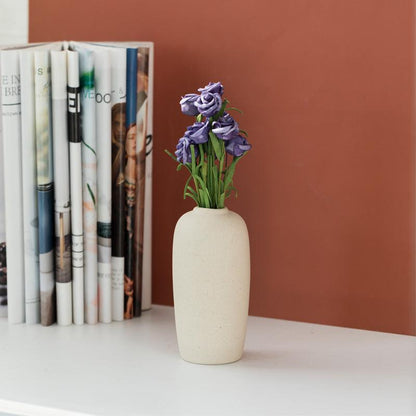 Simple Retro Frosted Stoneware Round Rust Color Home Ceramic Vase - Pacisia