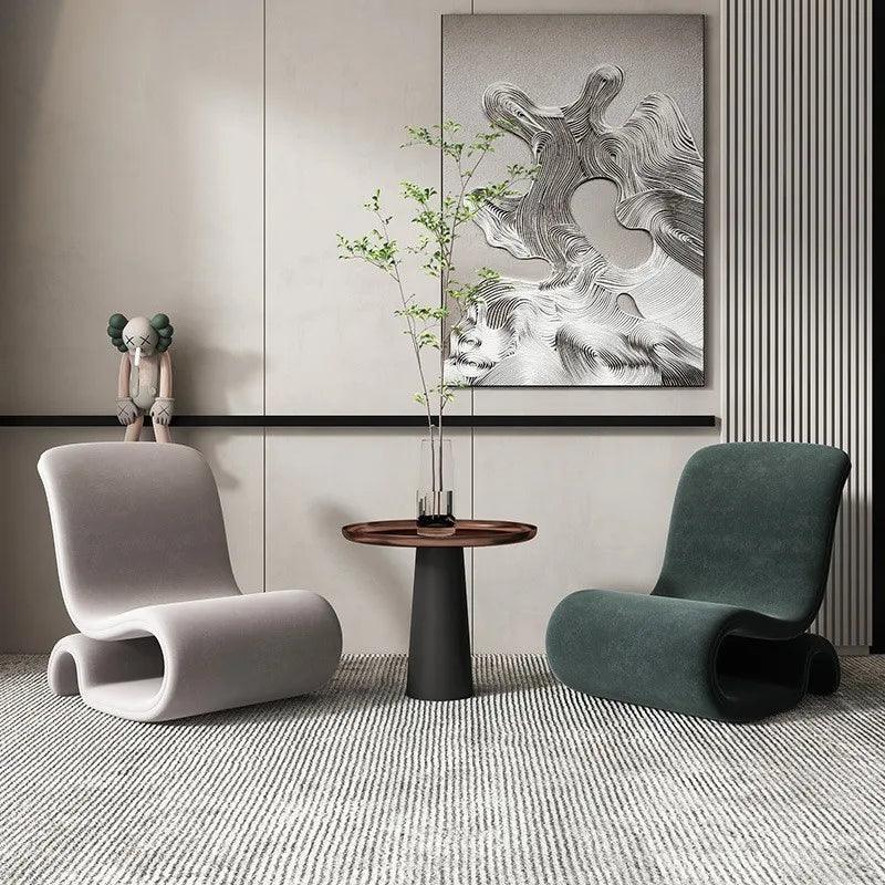 Single Sofa Chair Simple Design Art Modern Reading Light Luxury Metal Italian Minimalist Creative Velvet Lounge Chair - Pacisia