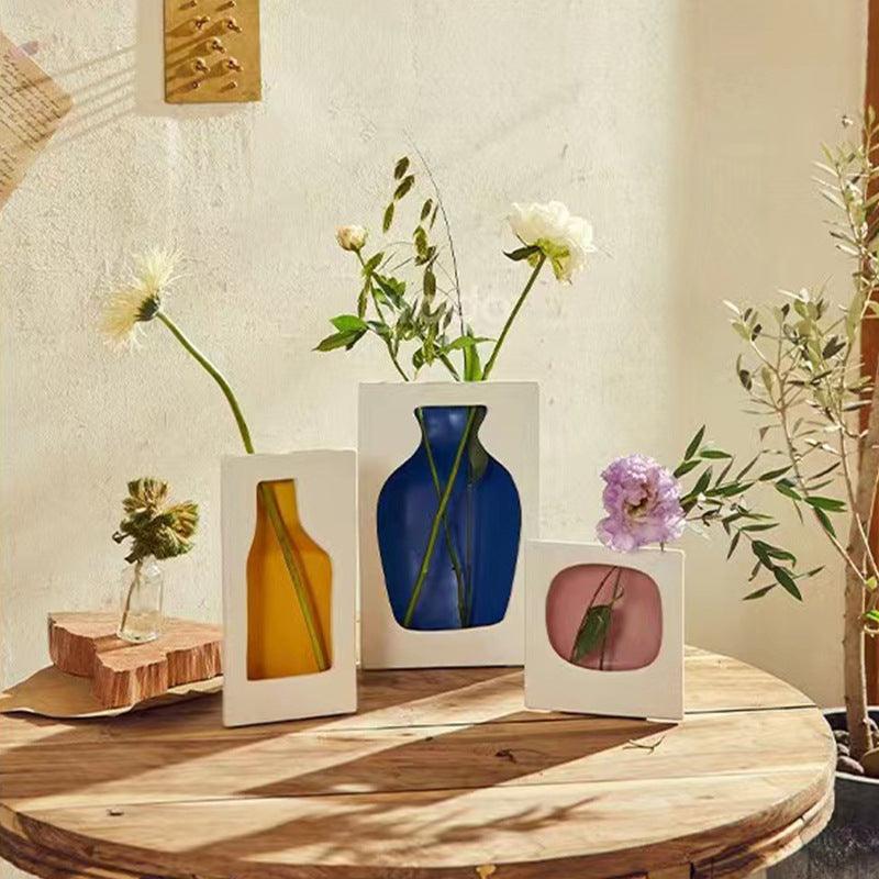 Small Fresh Ceramic Picture Frame Vase Ins Ornaments - Pacisia
