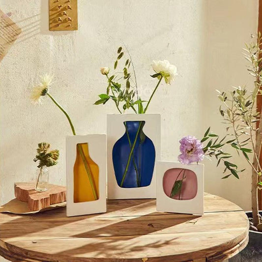 Small Fresh Ceramic Picture Frame Vase Ins Ornaments - Pacisia