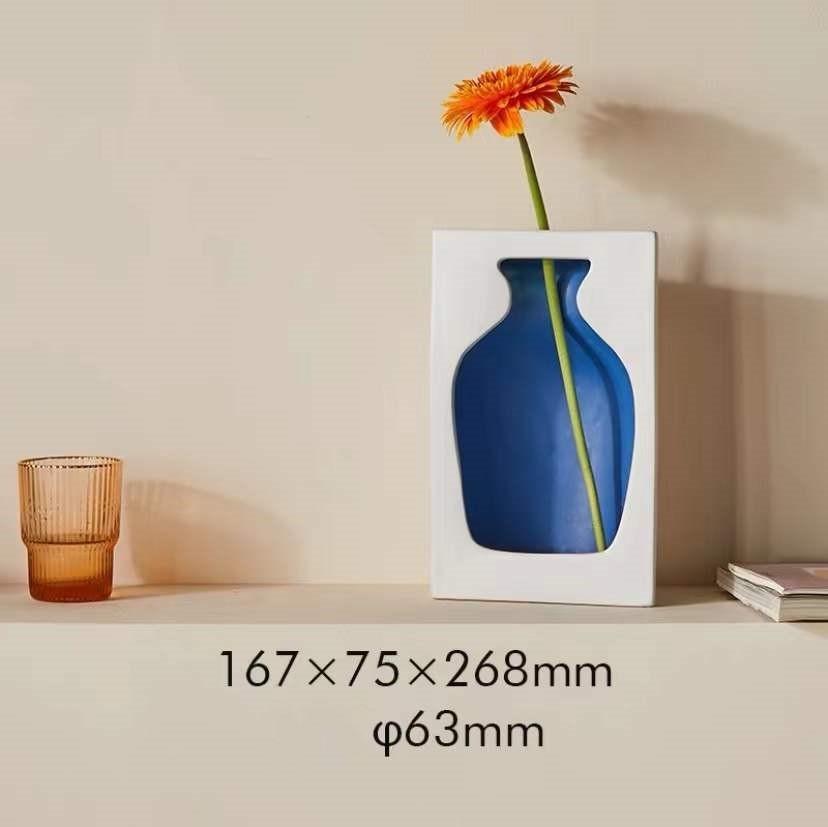 Small Fresh Ceramic Picture Frame Vase Ins Ornaments - Pacisia