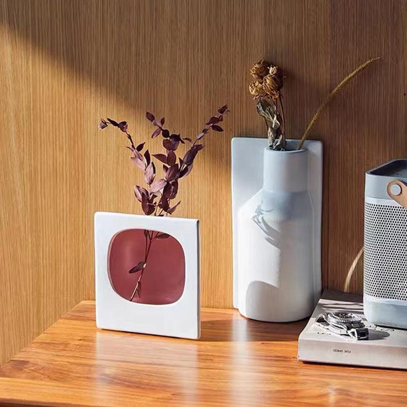 Small Fresh Ceramic Picture Frame Vase Ins Ornaments - Pacisia