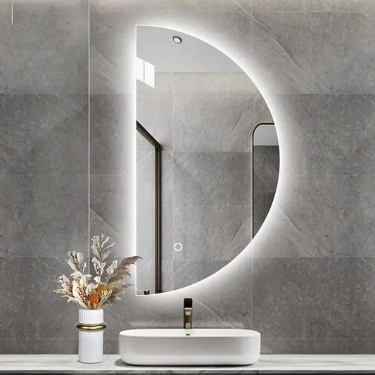 Smart LED Mirror With Half Round Decorative Shape, Ideal For Toilet And Makeup Room Mural Wall Decor - Pacisia