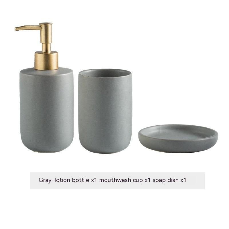 Solid Color Ceramic Bathroom Four-piece Set - Pacisia