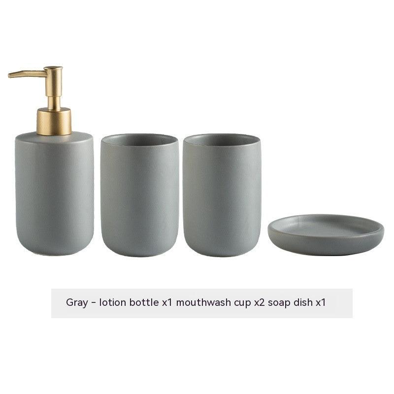 Solid Color Ceramic Bathroom Four-piece Set - Pacisia