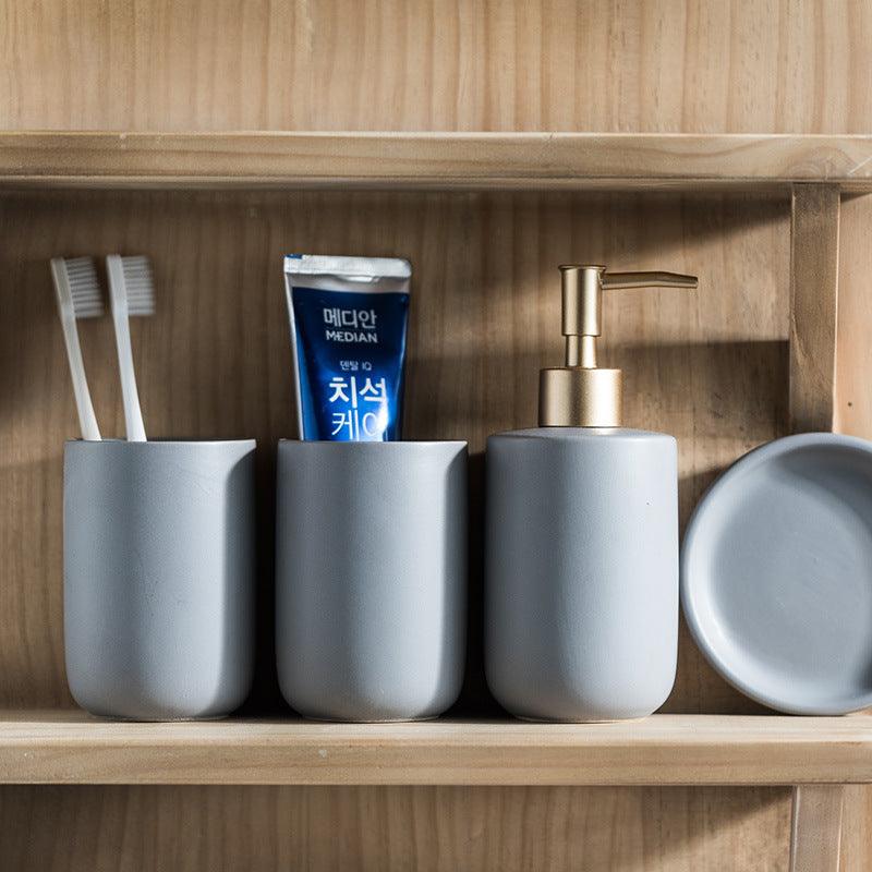 Solid Color Ceramic Bathroom Four-piece Set - Pacisia