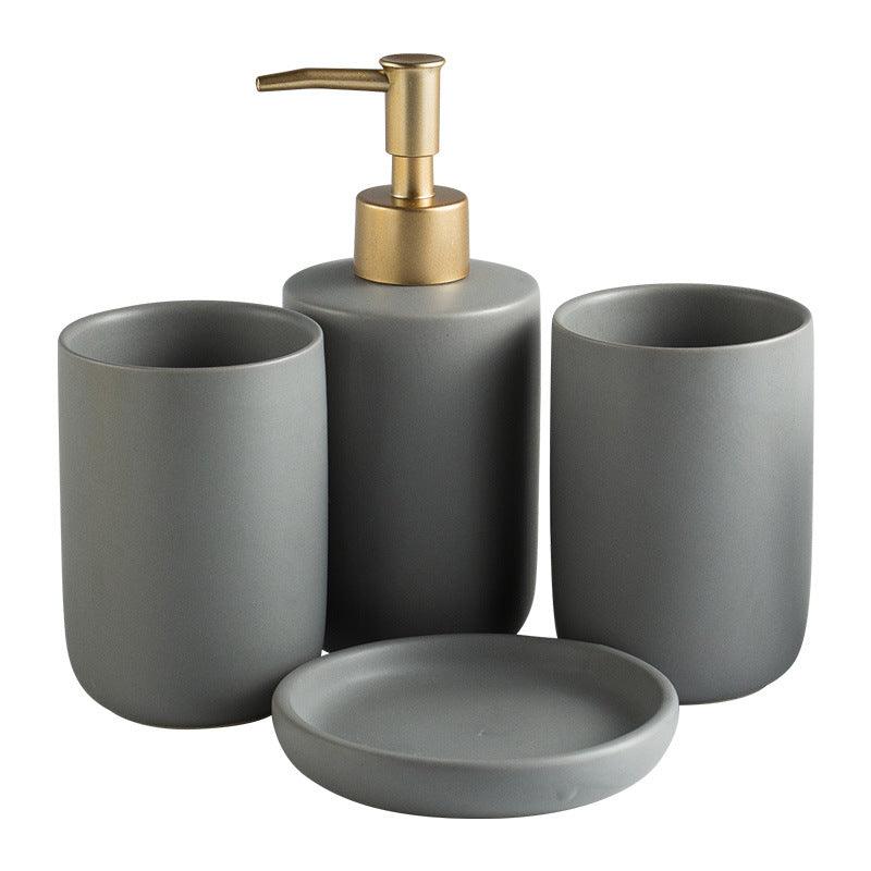 Solid Color Ceramic Bathroom Four-piece Set - Pacisia