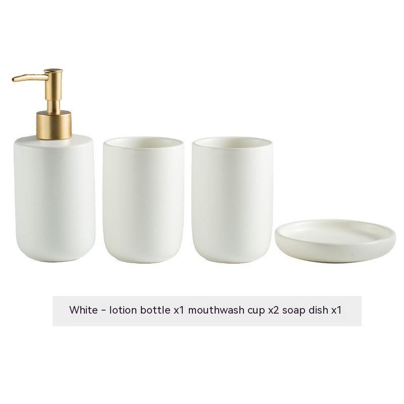 Solid Color Ceramic Bathroom Four-piece Set - Pacisia