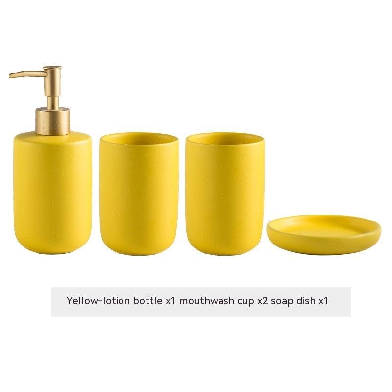 Solid Color Ceramic Bathroom Four-piece Set - Pacisia