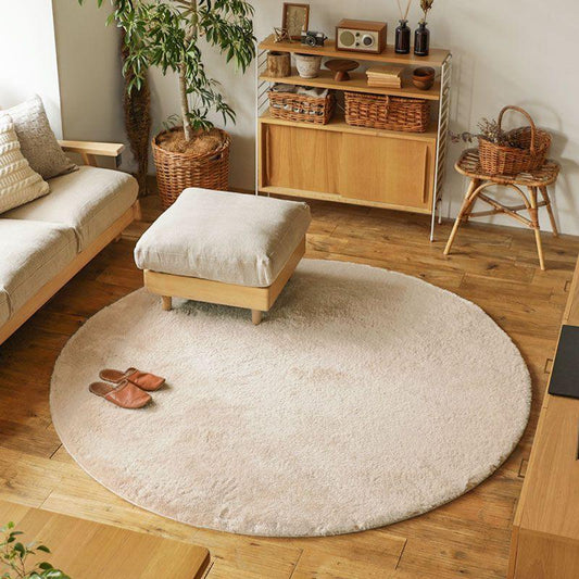 Solid Color Japanese Silk Wool Round Carpet Floor Mat - Pacisia