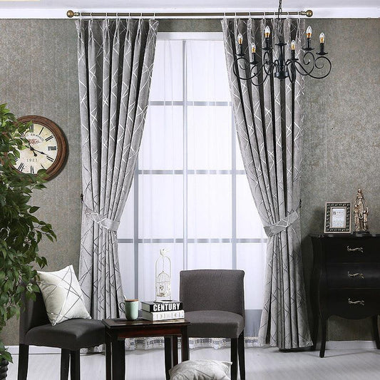 Solid Color Simple Modern Light Luxury Living Room Chenille Blackout Curtains - Pacisia