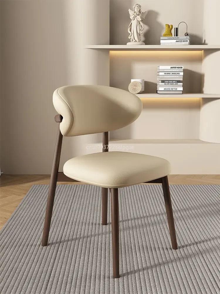 Solid Wood Dining Chair Nordic Modern Minimalist Light Luxury Home Hotel Restaurant Back Cream Chair Furniture - Pacisia