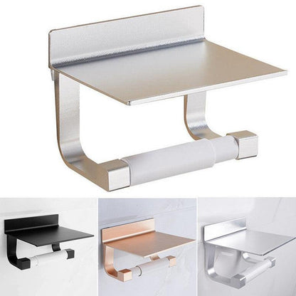 Space Aluminum Punch-free Mobile Phone Rack Toilet Paper Towel Roll Holder Hotel Project - Pacisia