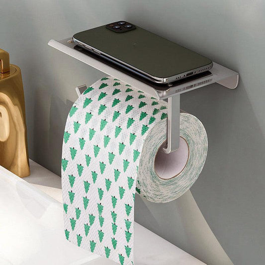 Space Aluminum Thickened Bathroom Mobile Phone Holder Toilet Roll Paper Towel - Pacisia