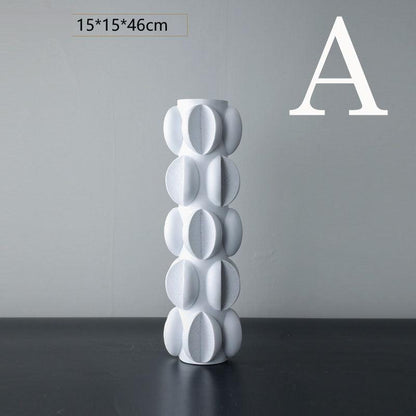 Special-shaped Ceramic Vase Three-piece Modern Minimalist Home Soft Decoration - Pacisia