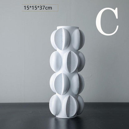 Special-shaped Ceramic Vase Three-piece Modern Minimalist Home Soft Decoration - Pacisia