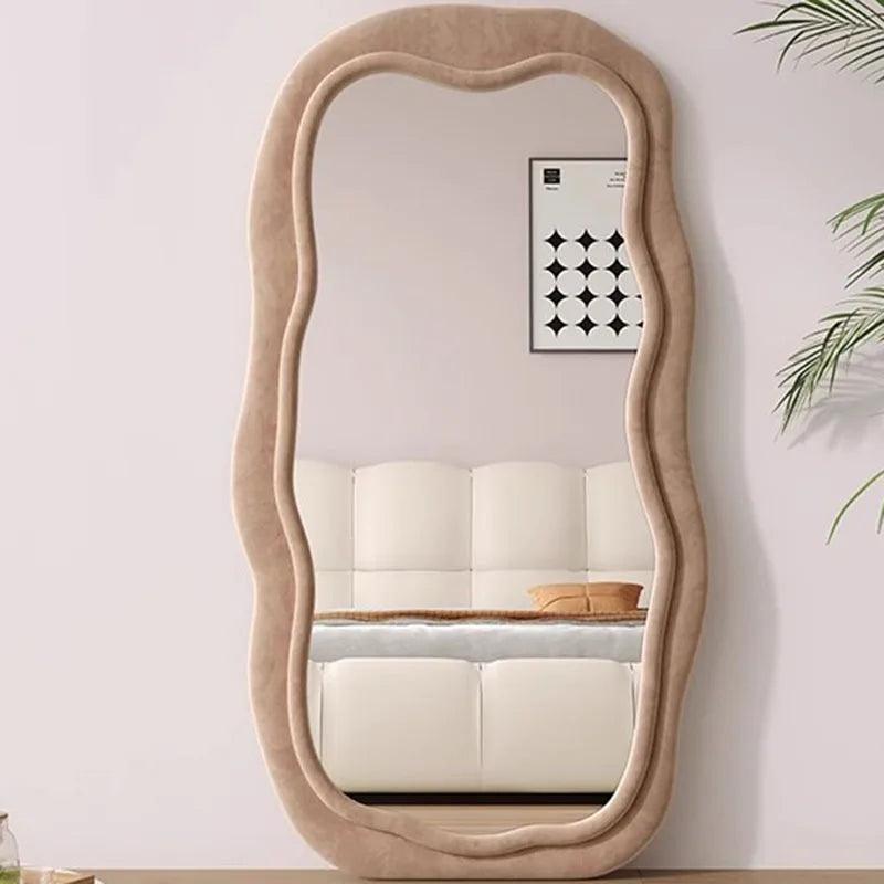Standing Decorative Mirrors Bathroom Antique Glass Wavy Mirror Floor Makeup Big Aesthetic Espejo Cuerpo Entero Home Decor - Pacisia