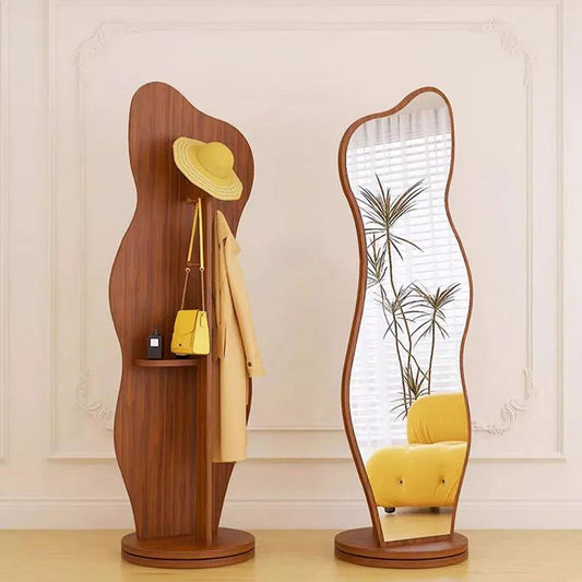 Standing Wavy Mirrors Irregular Funky Boho Storage Mirrors Floor Big Size Espejo Cuerpo Entero Room Decoration Aesthetic - Pacisia