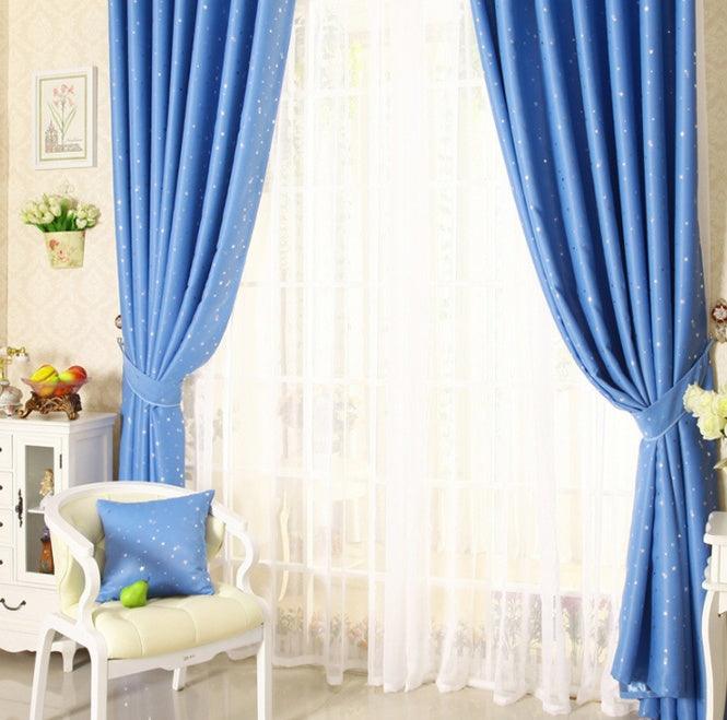 Star print perforated finished curtain - Pacisia