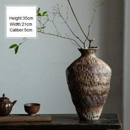 Stoneware Vase Flower Arrangement Retro Nostalgic Handmade Homestay - Pacisia