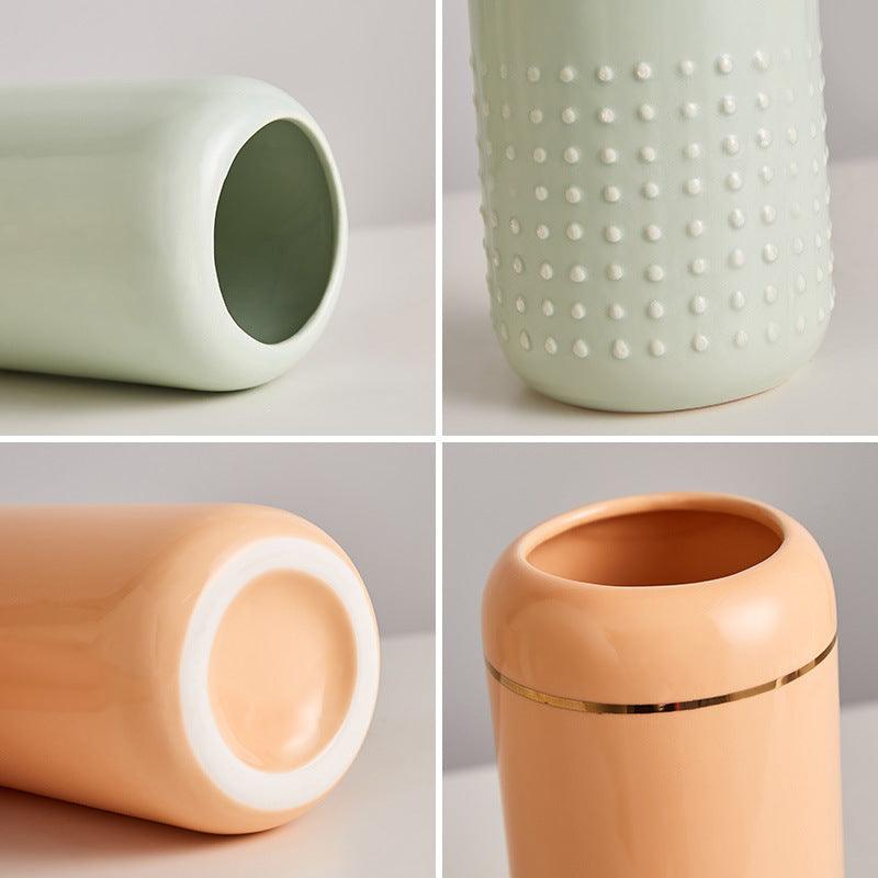 Straight Ceramic Vase Modern Minimalist Decoration Table Insert - Pacisia