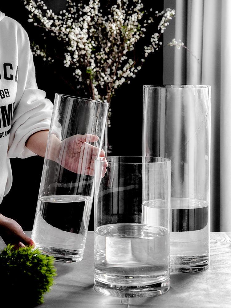 Straight Vase Glass Transparent Large Flower Arrangement Water - Pacisia