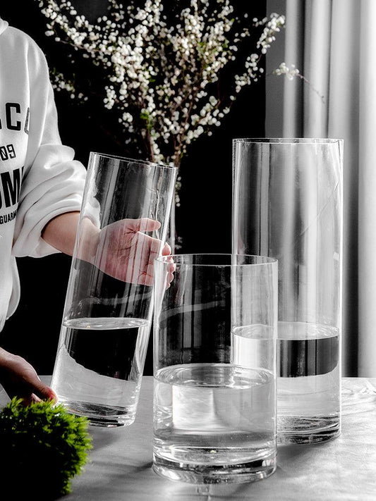 Straight Vase Glass Transparent Large Flower Arrangement Water - Pacisia