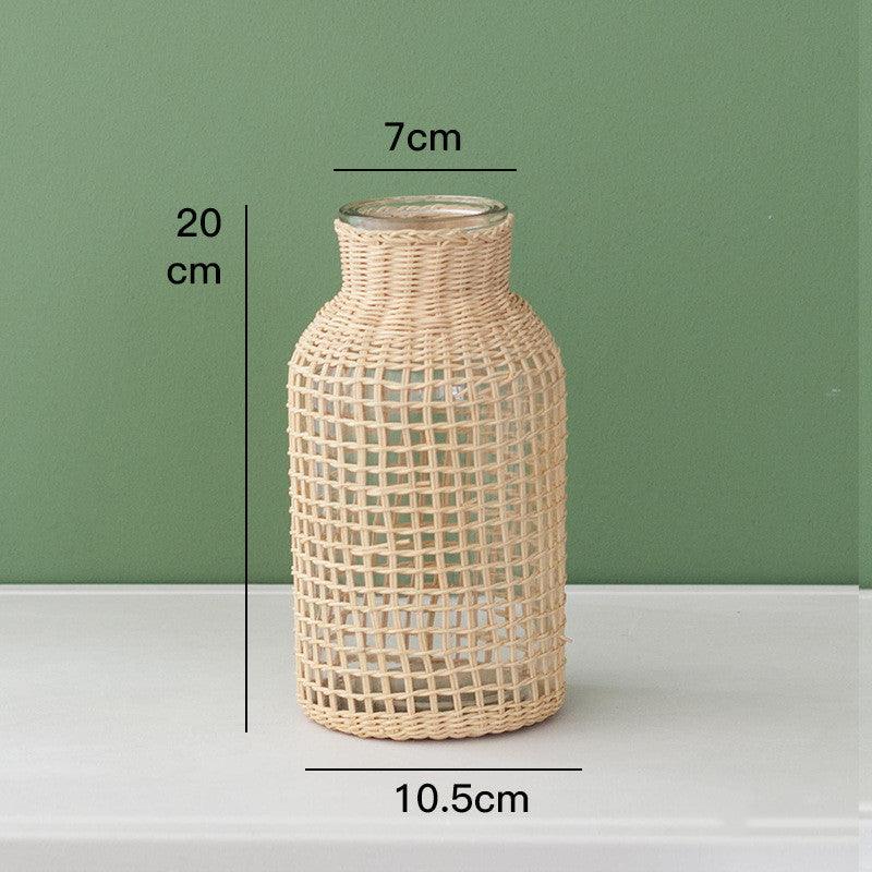 Straw Glass Vase Flower Arrangement Living Room Decoration - Pacisia