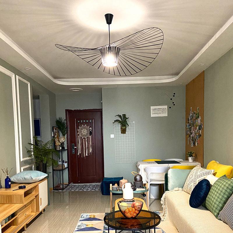 Straw Hat Shape Living Room Chandelier Simple Art - Pacisia