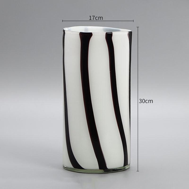 Striped Vintage Glass Living Room Vase - Pacisia