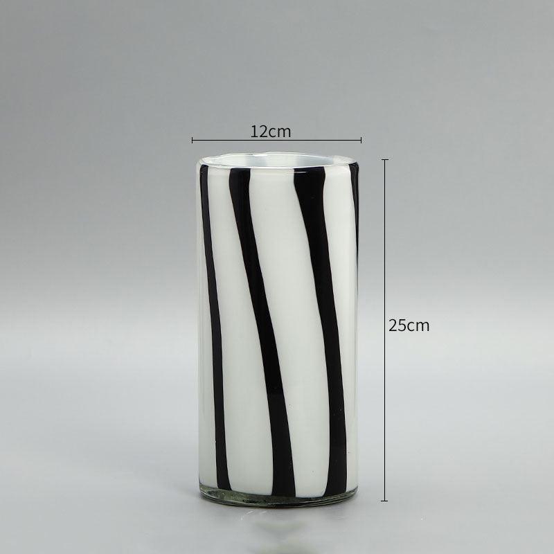 Striped Vintage Glass Living Room Vase - Pacisia