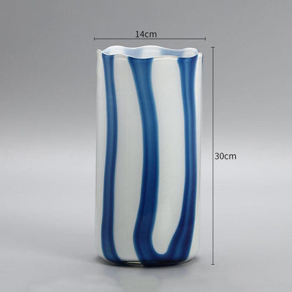 Striped Vintage Glass Living Room Vase - Pacisia