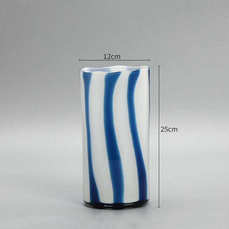 Striped Vintage Glass Living Room Vase - Pacisia