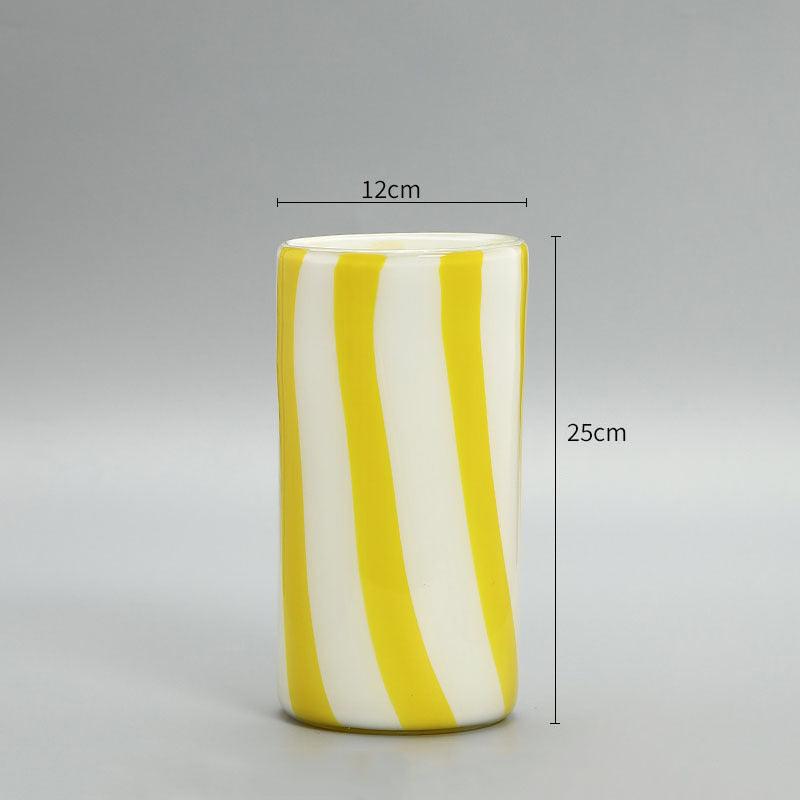 Striped Vintage Glass Living Room Vase - Pacisia