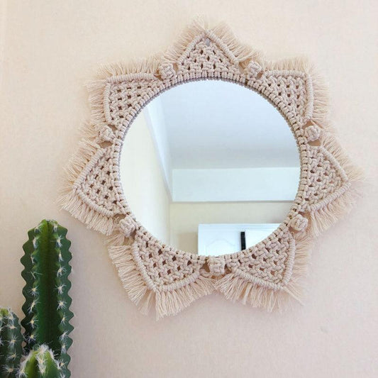 Sunflower. INS Scandinavian Girl Heart Mirror Handmade Tapestry Cosmetic Mirror Ring Home Decoration - Pacisia