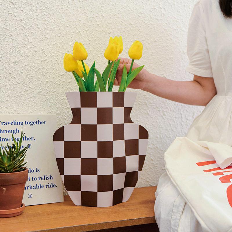 Tabletop Decorative Plaid Home Vase - Pacisia