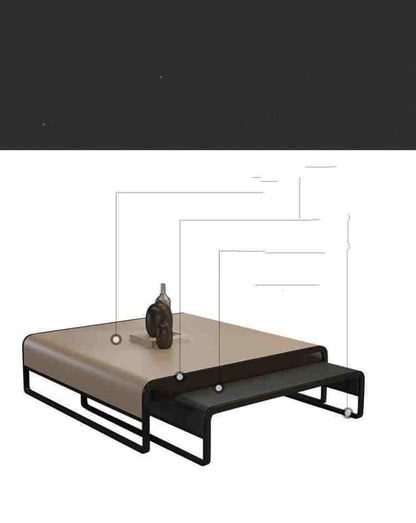 Telescopic Household Iron Art Leather Face Rectangular Coffee Table - Pacisia