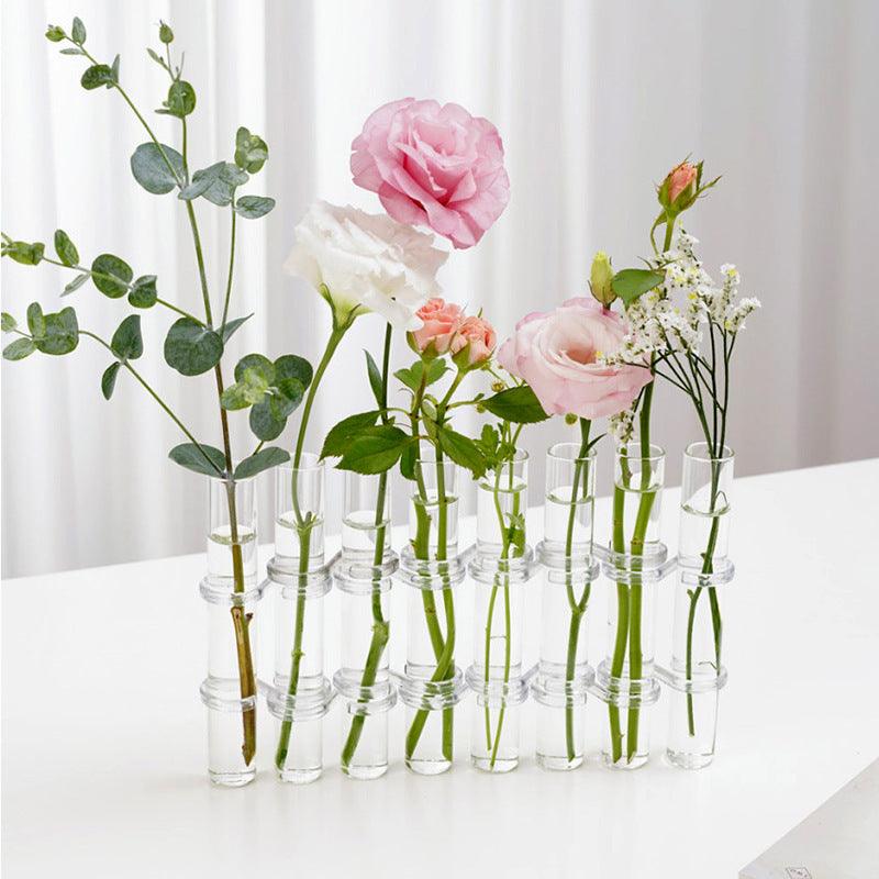 Test Tube Clear Glass Vase For Plant Bottle Flower Pot Hydroponic Container Decor Wedding Party Floral Hinged Flower Vases Home Decor - Pacisia