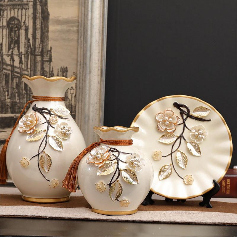 Three-piece European-style Ceramic Vase - Pacisia