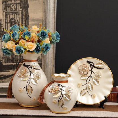 Three-piece European-style Ceramic Vase - Pacisia