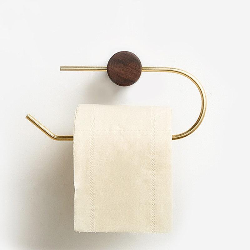 Toilet Paper Nordic Brass Solid Wood Rack - Pacisia