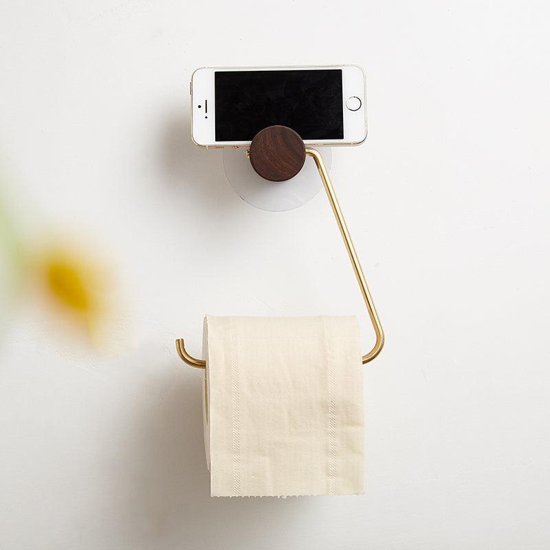 Toilet Paper Nordic Brass Solid Wood Rack - Pacisia