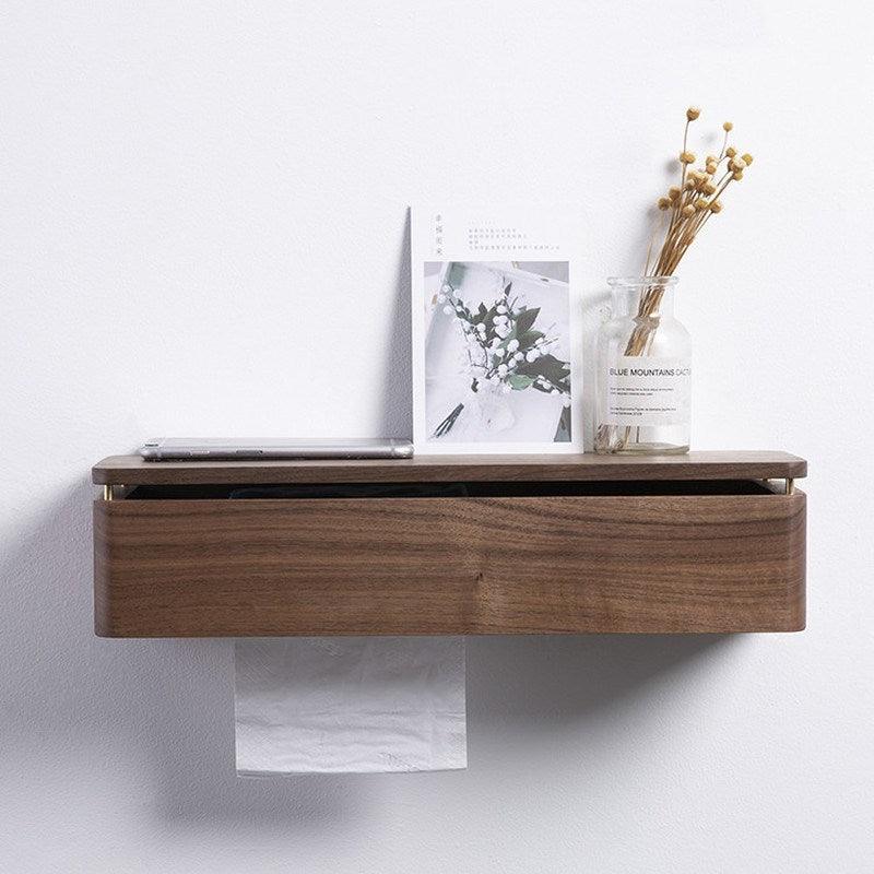 Toilet Tissue Box Perforated Toilet Roll Paper Box Wooden Wall-mounted Hand Towel Box - Pacisia